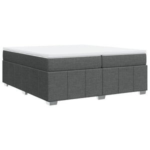 Κρεβάτι Boxspring με Στρώμα Σκούρο Γκρι 200x200 εκ. Υφασμάτινο - Pakobazaar