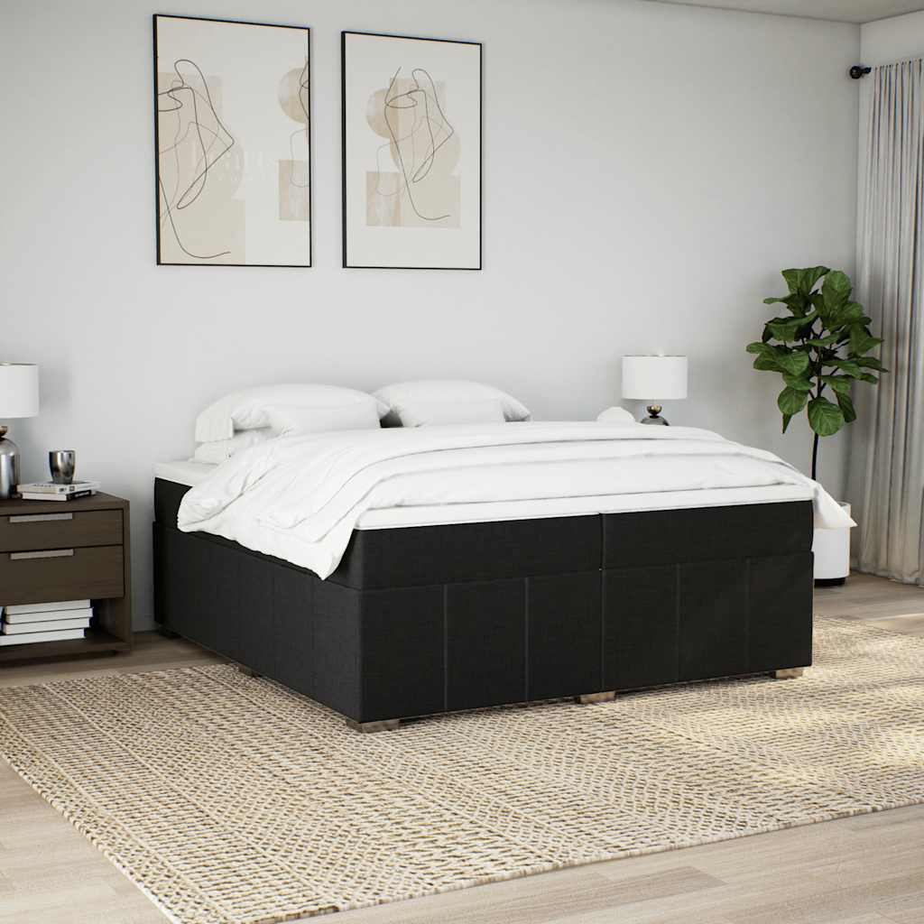 Κρεβάτι Boxspring με Στρώμα Μαύρο 200x200 εκ. Υφασμάτινο - Pakobazaar