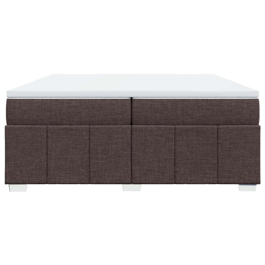 Κρεβάτι Boxspring με Στρώμα Σκούρο Καφέ 200x200 εκ. Υφασμάτινο