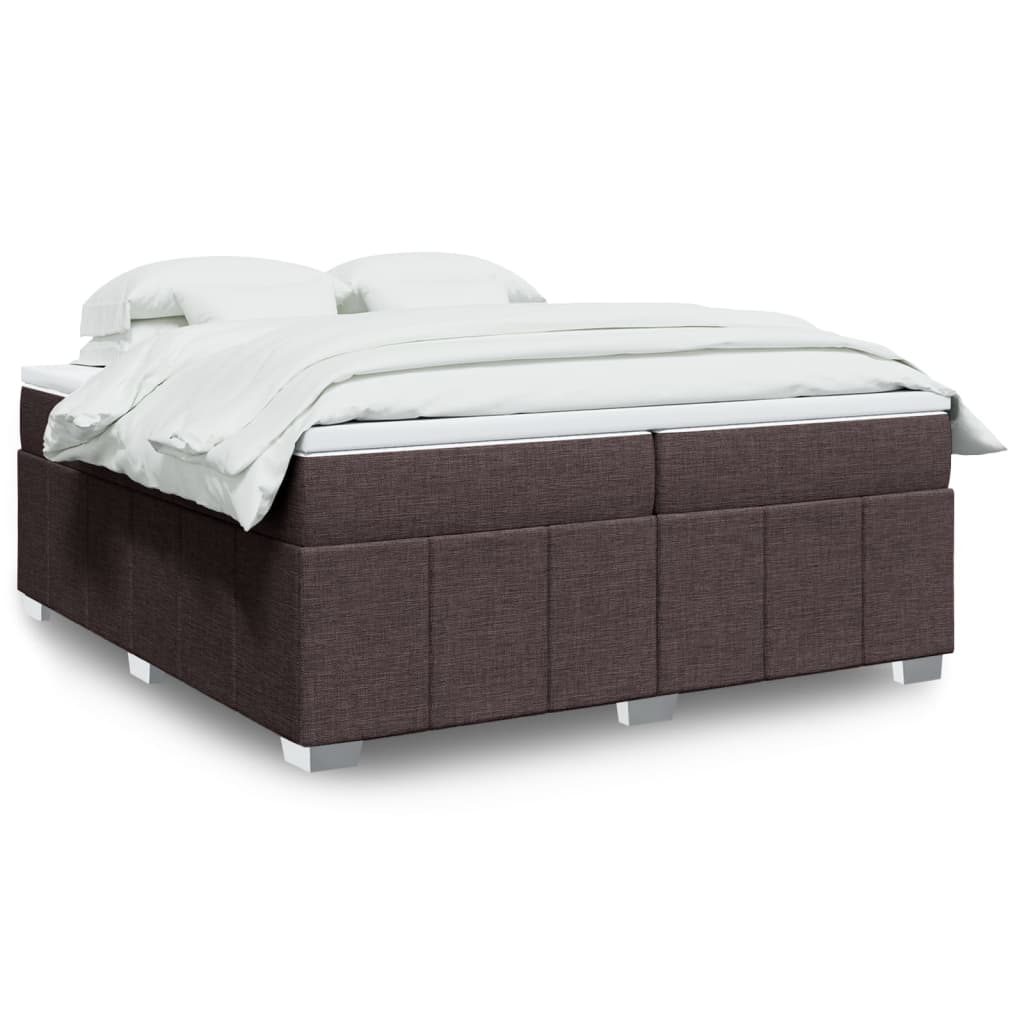 Κρεβάτι Boxspring με Στρώμα Σκούρο Καφέ 200x200 εκ. Υφασμάτινο
