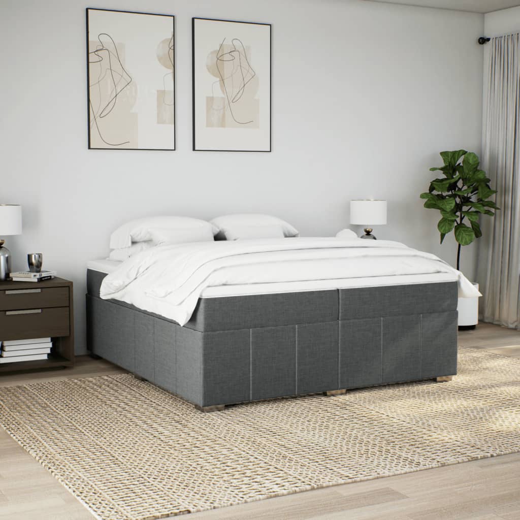 Κρεβάτι Boxspring με Στρώμα Taupe 200x200 εκ. Υφασμάτινο - Pakobazaar
