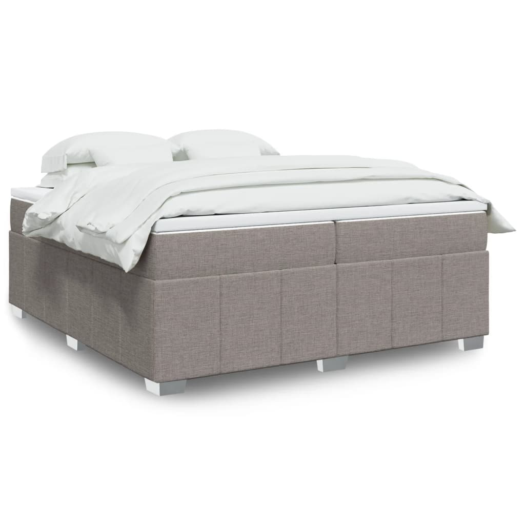 Κρεβάτι Boxspring με Στρώμα Taupe 200x200 εκ. Υφασμάτινο - Pakobazaar