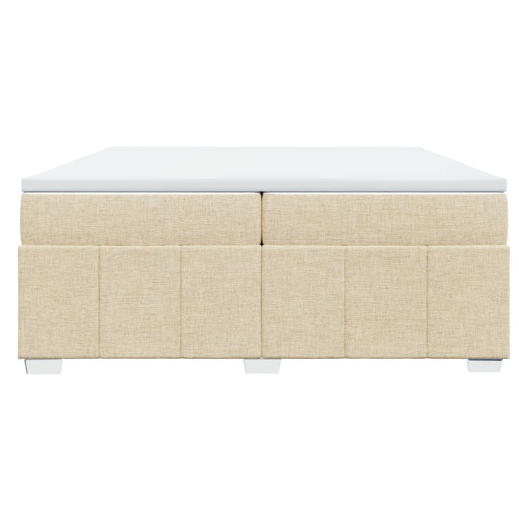 Κρεβάτι Boxspring με Στρώμα Κρεμ 200x200 εκ. Υφασμάτινο