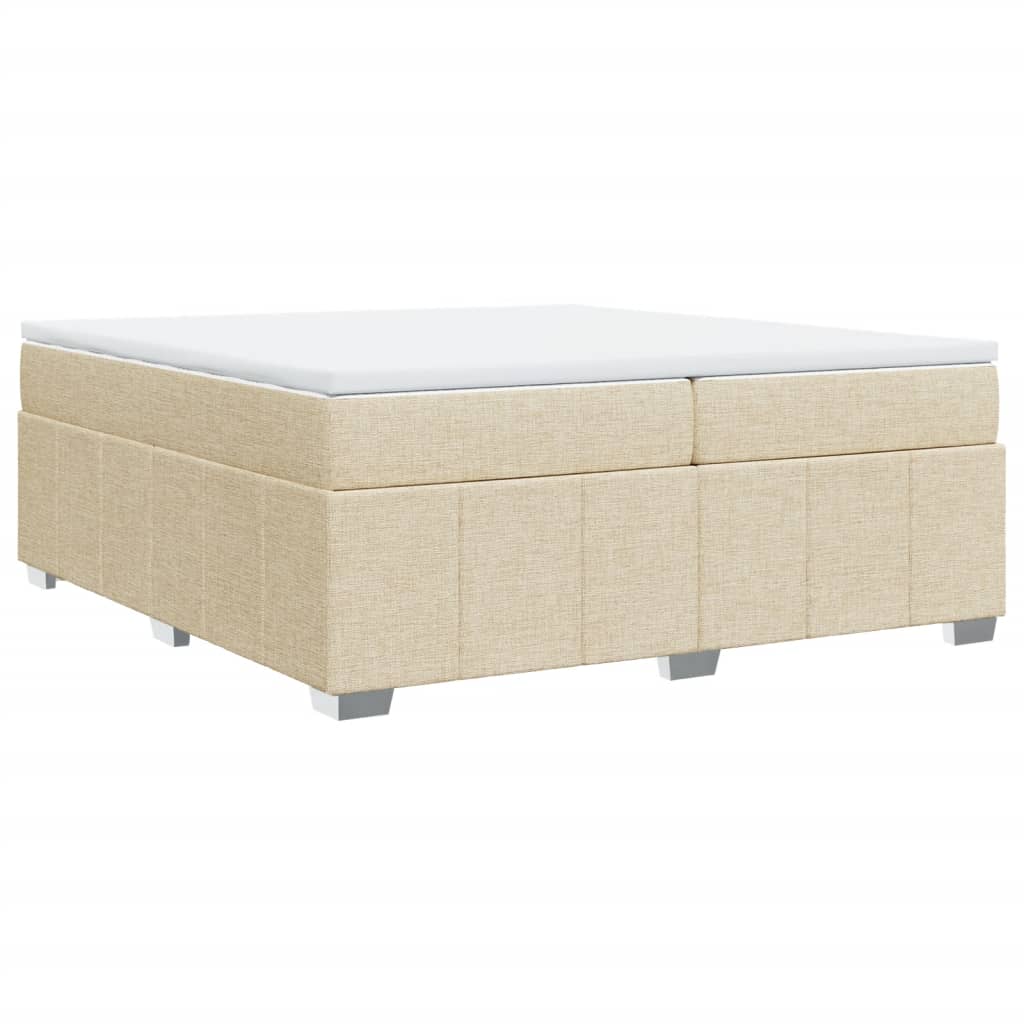 Κρεβάτι Boxspring με Στρώμα Κρεμ 200x200 εκ. Υφασμάτινο