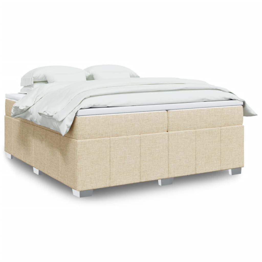 Κρεβάτι Boxspring με Στρώμα Κρεμ 200x200 εκ. Υφασμάτινο