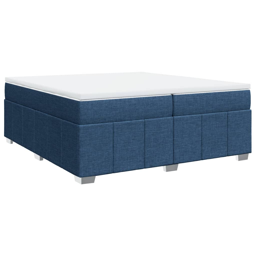 Κρεβάτι Boxspring με Στρώμα Μπλε 200x200 εκ. Υφασμάτινο - Pakobazaar