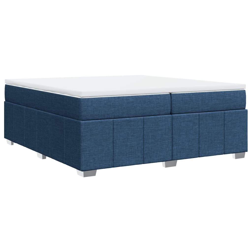 Κρεβάτι Boxspring με Στρώμα Μπλε 200x200 εκ. Υφασμάτινο - Pakobazaar