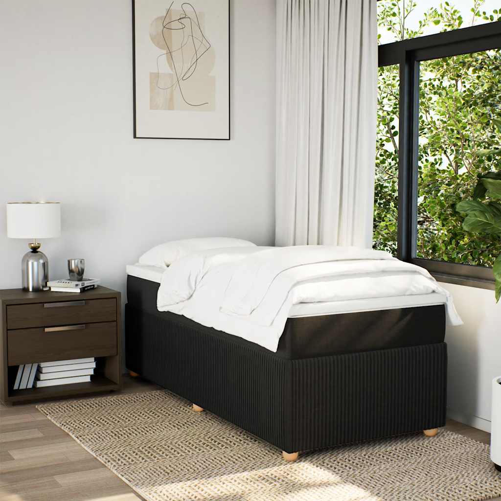 Κρεβάτι Boxspring με Στρώμα Μαύρο 80 x 200 εκ. Υφασμάτινο - Pakobazaar