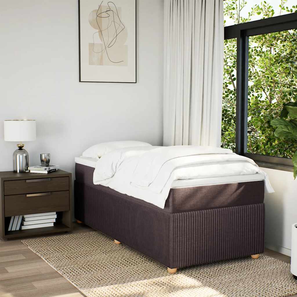 Κρεβάτι Boxspring με Στρώμα Σκούρο Καφέ 80x200 εκ. Υφασμάτινο