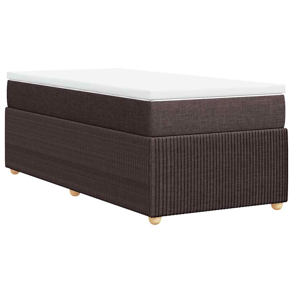 Κρεβάτι Boxspring με Στρώμα Σκούρο Καφέ 80x200 εκ. Υφασμάτινο