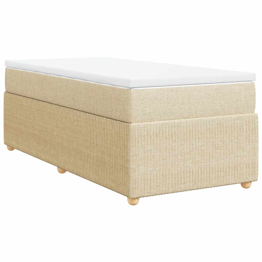 Κρεβάτι Boxspring με Στρώμα Κρεμ 80 x 200 εκ. Υφασμάτινο - Pakobazaar