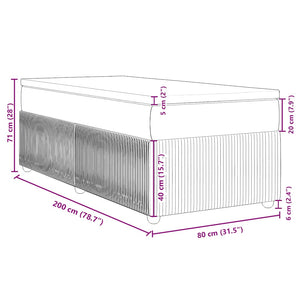 Κρεβάτι Boxspring με Στρώμα Μπλε 80x200 εκ. Υφασμάτινο