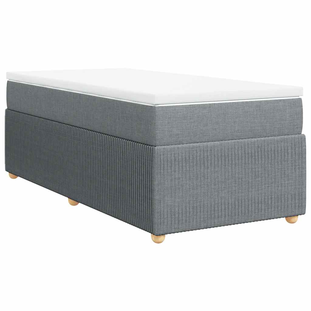 Κρεβάτι Boxspring με Στρώμα Ανοιχτό Γκρι 90x190 εκ. Υφασμάτινο - Pakobazaar