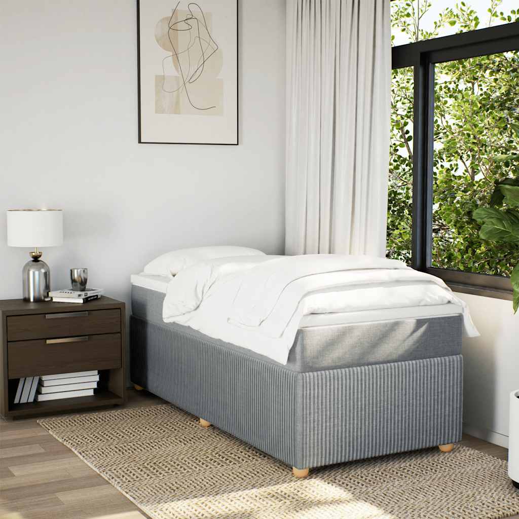 Κρεβάτι Boxspring με Στρώμα Ανοιχτό Γκρι 90x190 εκ. Υφασμάτινο - Pakobazaar