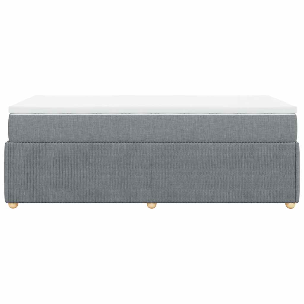 Κρεβάτι Boxspring με Στρώμα Ανοιχτό Γκρι 90x190 εκ. Υφασμάτινο - Pakobazaar