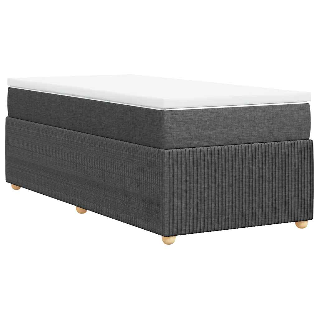 Κρεβάτι Boxspring με Στρώμα Σκούρο Γκρι 90x190 εκ. Υφασμάτινο - Pakobazaar
