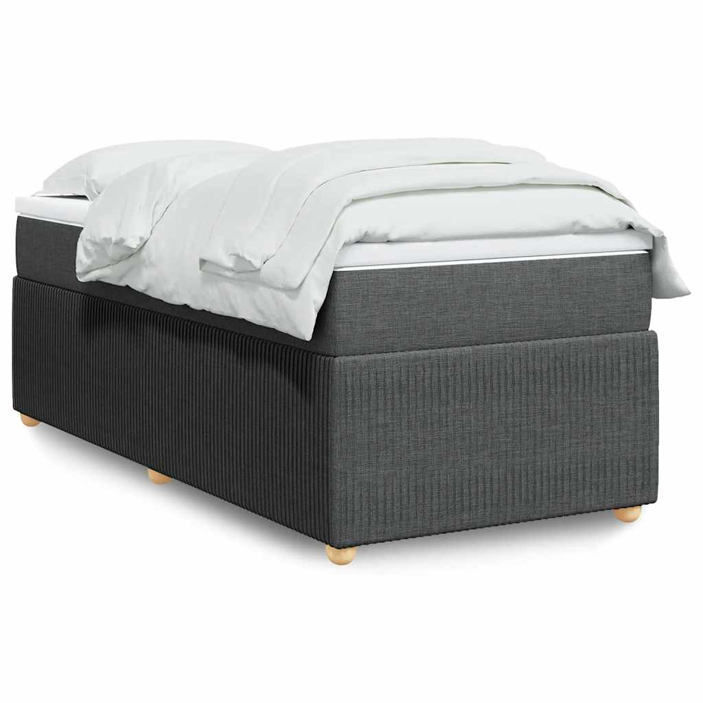 Κρεβάτι Boxspring με Στρώμα Σκούρο Γκρι 90x190 εκ. Υφασμάτινο - Pakobazaar