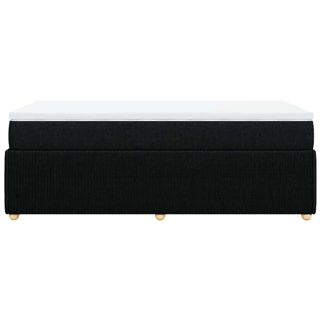 Κρεβάτι Boxspring με Στρώμα Μαύρο 90x190 εκ.Υφασμάτινο - Pakobazaar