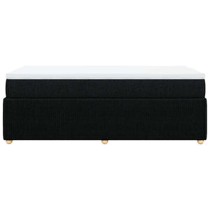 Κρεβάτι Boxspring με Στρώμα Μαύρο 90x190 εκ.Υφασμάτινο - Pakobazaar