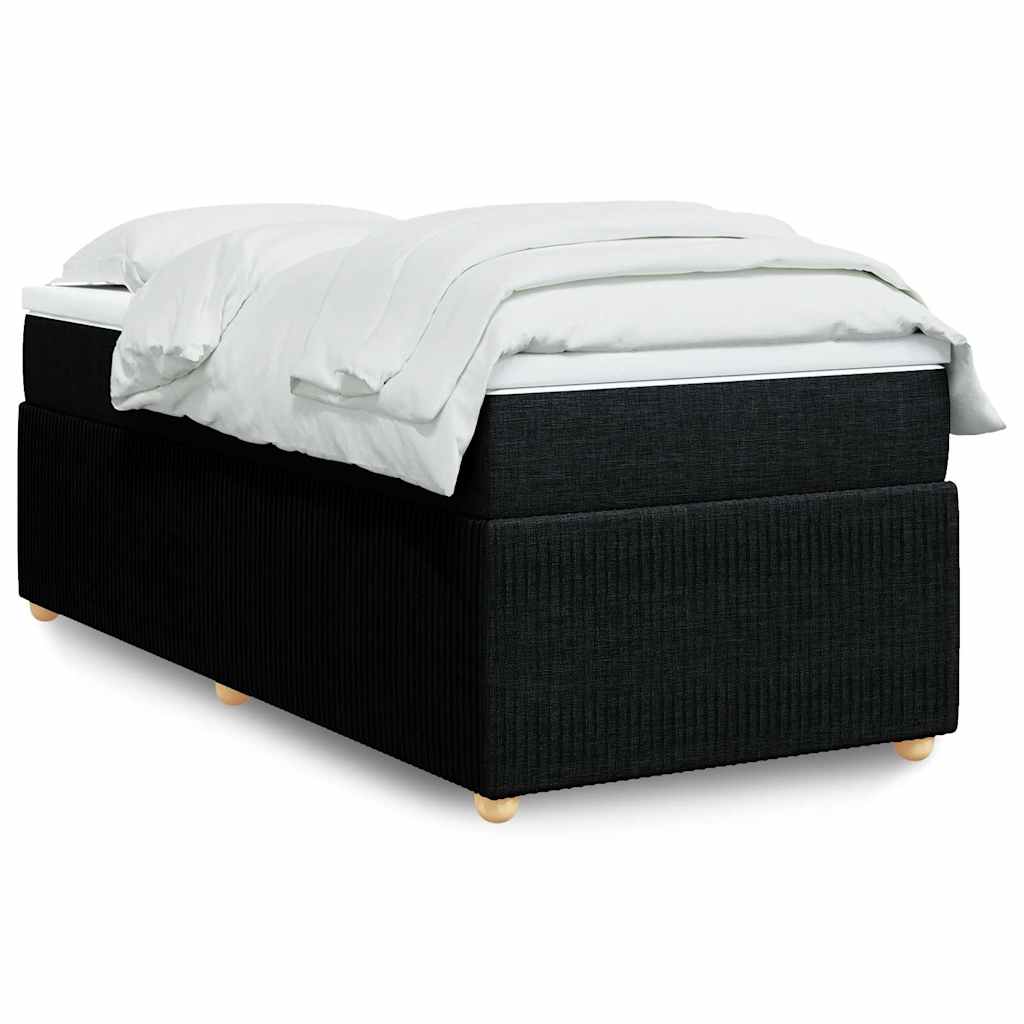 Κρεβάτι Boxspring με Στρώμα Μαύρο 90x190 εκ.Υφασμάτινο - Pakobazaar