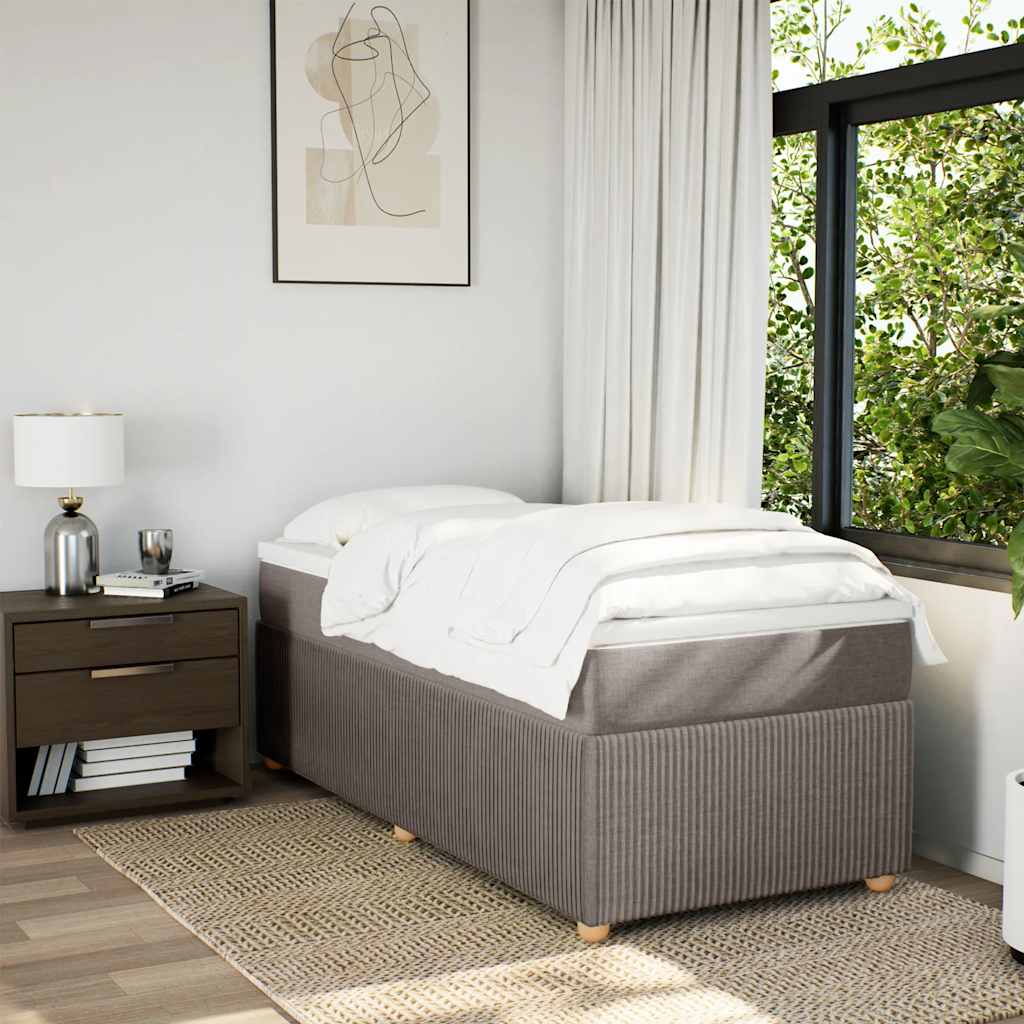 Κρεβάτι Boxspring με Στρώμα Taupe 90x190 εκ.Υφασμάτινο
