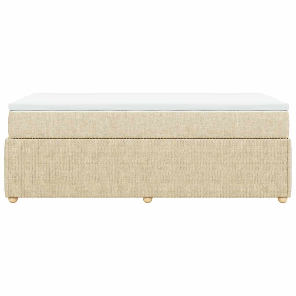 Κρεβάτι Boxspring με Στρώμα Κρεμ 90x190 εκ.Υφασμάτινο - Pakobazaar