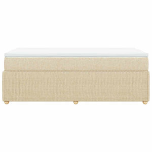 Κρεβάτι Boxspring με Στρώμα Κρεμ 90x190 εκ.Υφασμάτινο - Pakobazaar