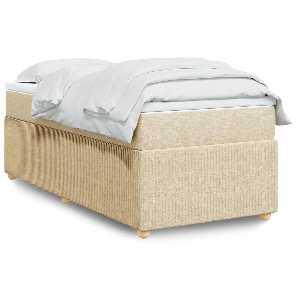 Κρεβάτι Boxspring με Στρώμα Κρεμ 90x190 εκ.Υφασμάτινο - Pakobazaar