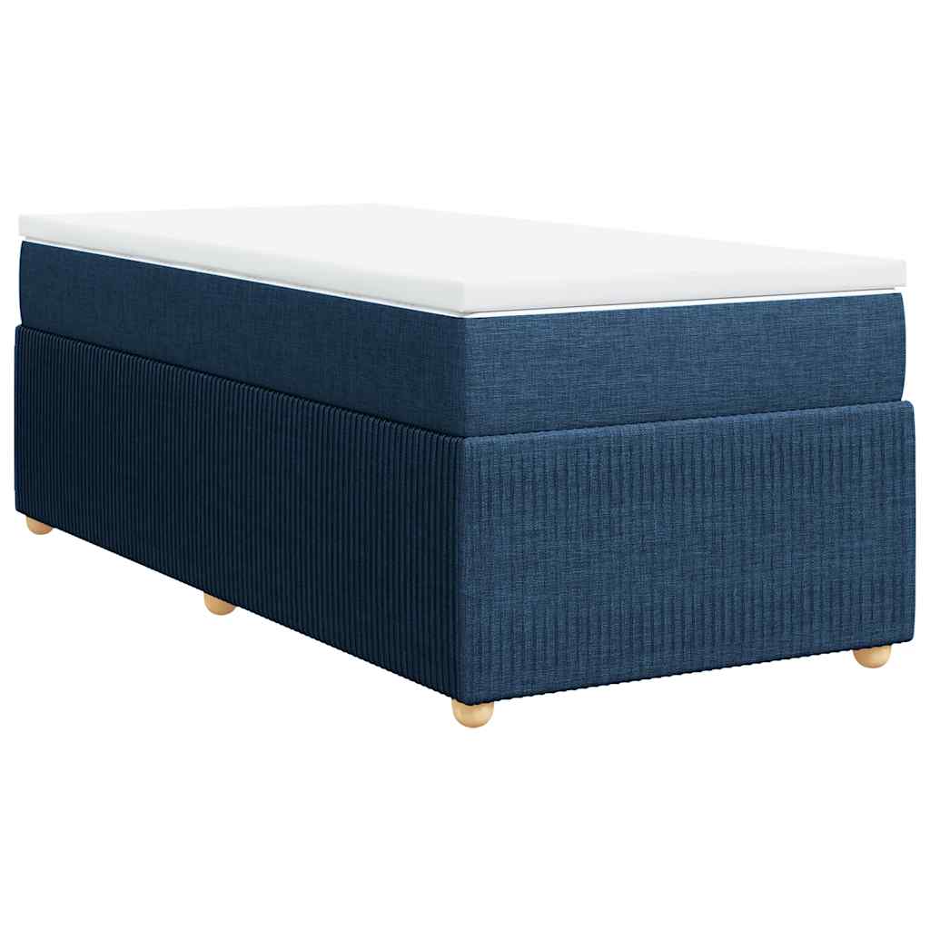 Κρεβάτι Boxspring με Στρώμα Μπλε 90x190 εκ.Υφασμάτινο
