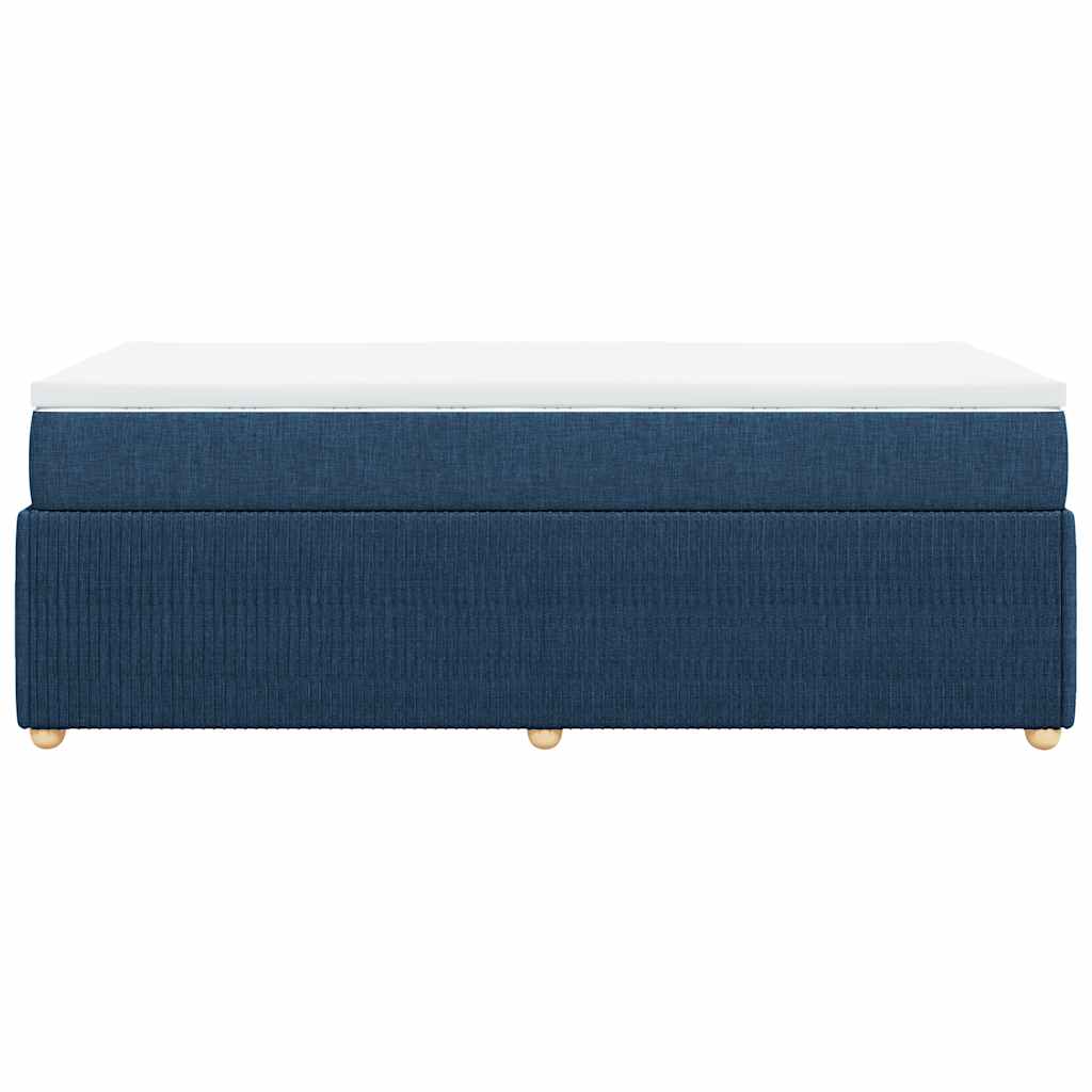 Κρεβάτι Boxspring με Στρώμα Μπλε 90x190 εκ.Υφασμάτινο