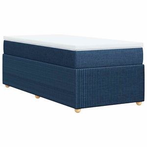 Κρεβάτι Boxspring με Στρώμα Μπλε 90x190 εκ.Υφασμάτινο