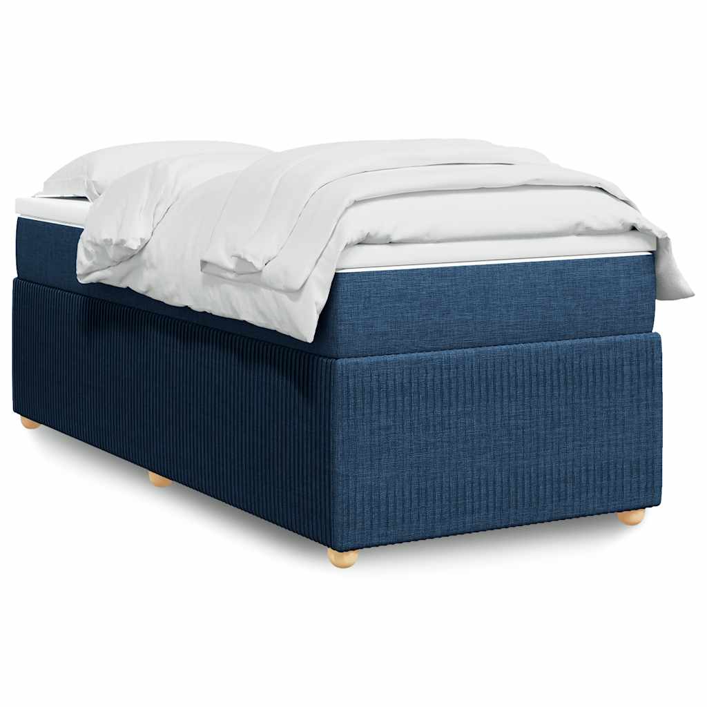 Κρεβάτι Boxspring με Στρώμα Μπλε 90x190 εκ.Υφασμάτινο