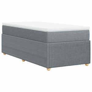 Κρεβάτι Boxspring με Στρώμα Ανοιχτό Γκρι 90x200 εκ. Υφασμάτινο