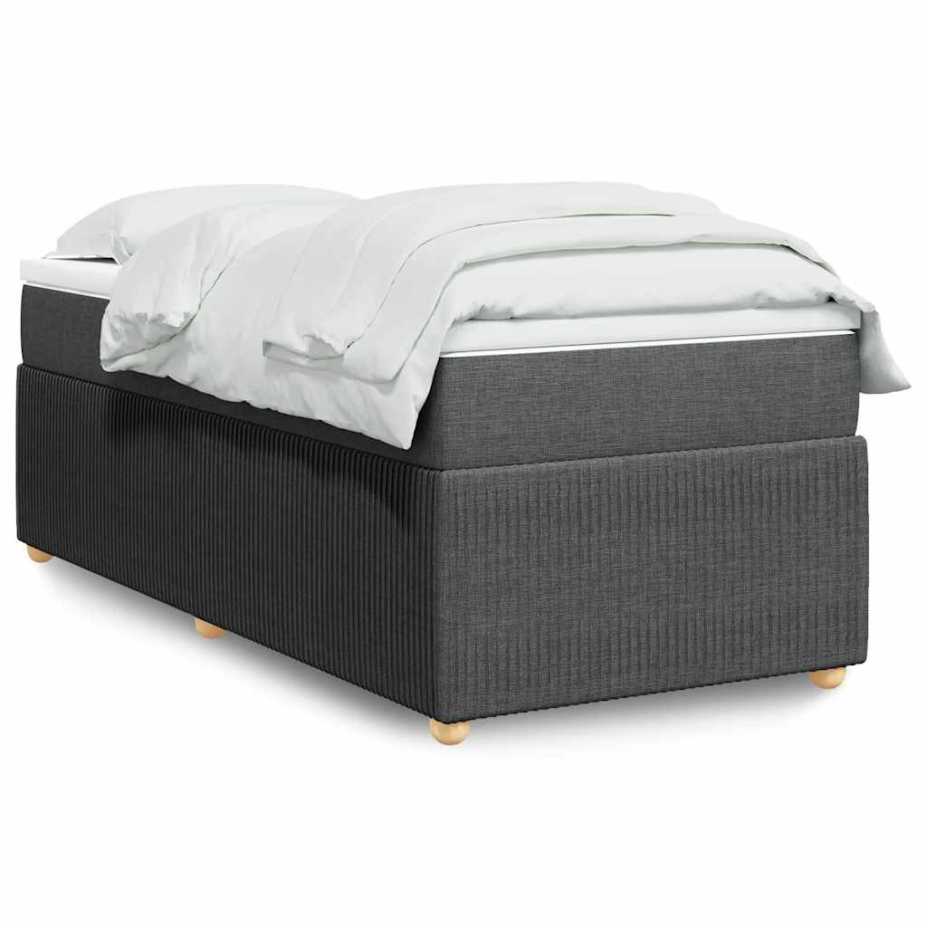 Κρεβάτι Boxspring με Στρώμα Σκούρο Γκρι 90x200 εκ. Υφασμάτινο - Pakobazaar