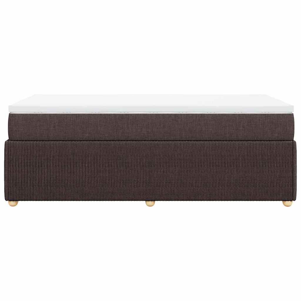 Κρεβάτι Boxspring με Στρώμα Σκούρο Καφέ 90x200 εκ. Υφασμάτινο