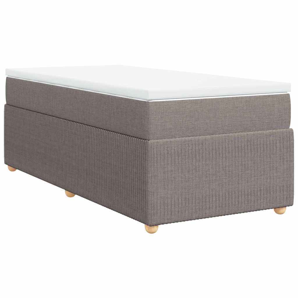 Κρεβάτι Boxspring με Στρώμα Taupe 90x200 εκ. Υφασμάτινο - Pakobazaar