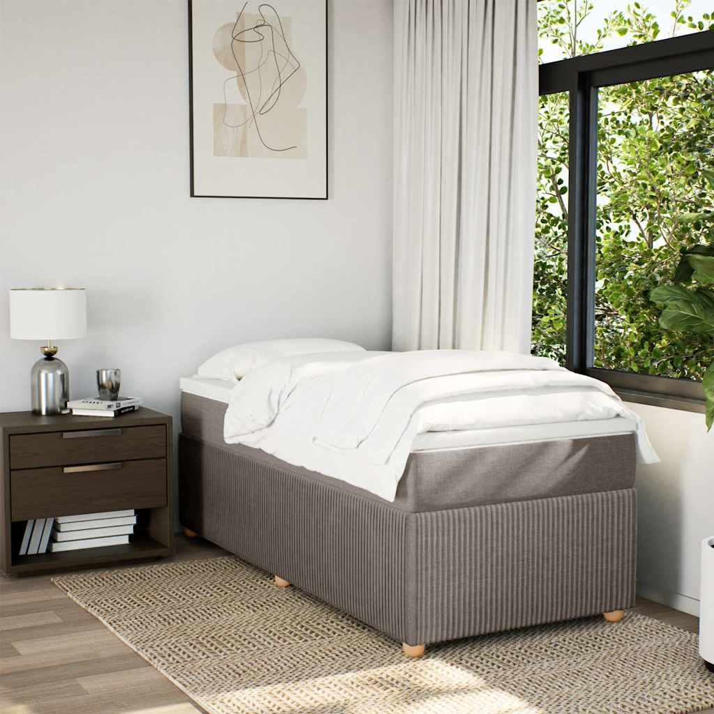 Κρεβάτι Boxspring με Στρώμα Taupe 90x200 εκ. Υφασμάτινο - Pakobazaar