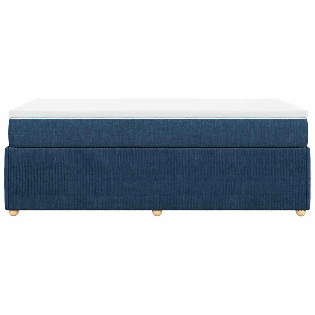 Κρεβάτι Boxspring με Στρώμα Μπλε 90x200 εκ.Υφασμάτινο