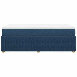 Κρεβάτι Boxspring με Στρώμα Μπλε 90x200 εκ.Υφασμάτινο