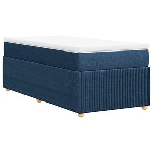 Κρεβάτι Boxspring με Στρώμα Μπλε 90x200 εκ.Υφασμάτινο