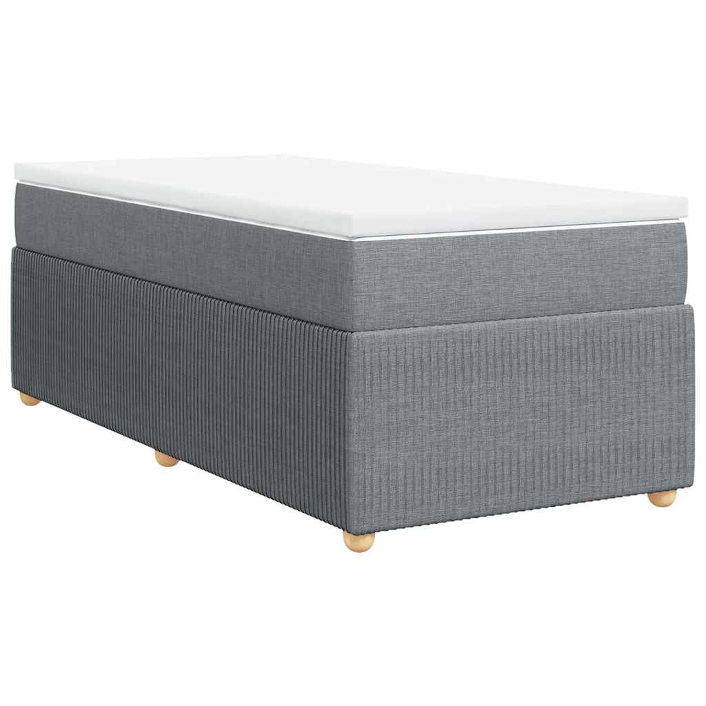 Κρεβάτι Boxspring με Στρώμα Ανοιχτό Γκρι 100x200 εκ. Υφασμάτινο