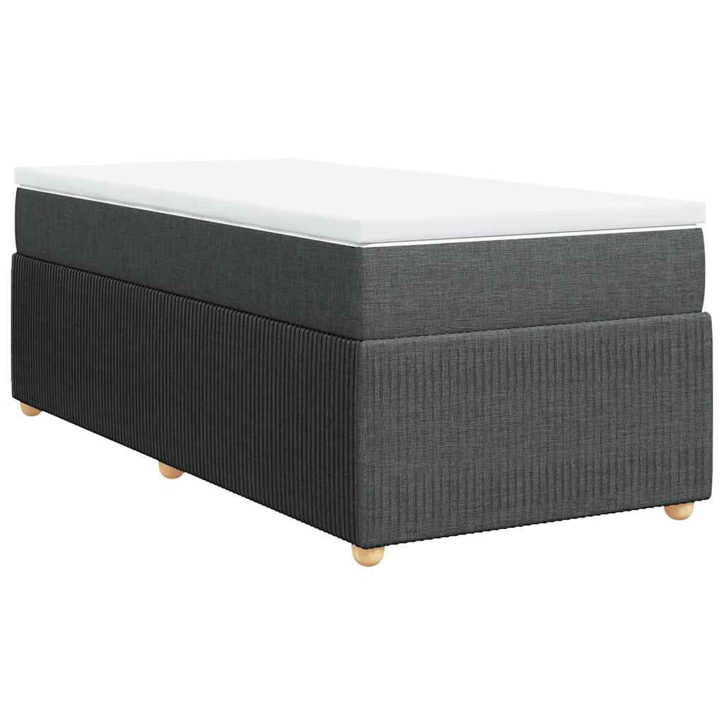 Κρεβάτι Boxspring με Στρώμα Σκούρο Γκρι 100x200 εκ. Υφασμάτινο - Pakobazaar
