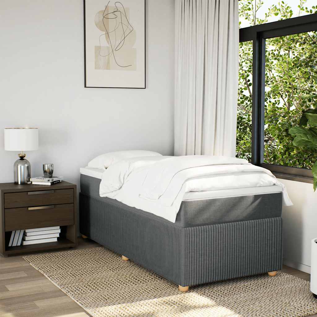 Κρεβάτι Boxspring με Στρώμα Σκούρο Γκρι 100x200 εκ. Υφασμάτινο - Pakobazaar