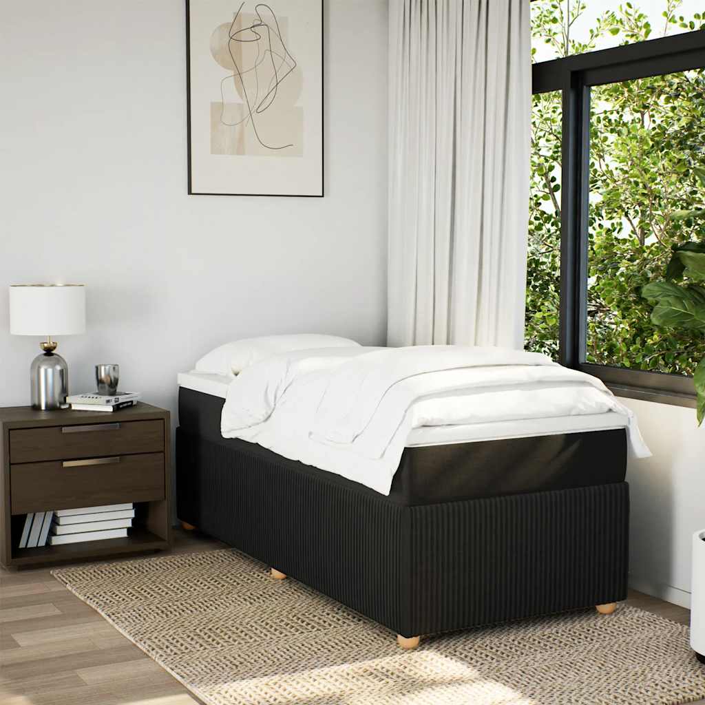 Κρεβάτι Boxspring με Στρώμα Μαύρο 100 x 200 εκ. Υφασμάτινο - Pakobazaar