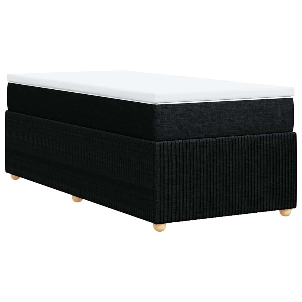 Κρεβάτι Boxspring με Στρώμα Μαύρο 100 x 200 εκ. Υφασμάτινο - Pakobazaar