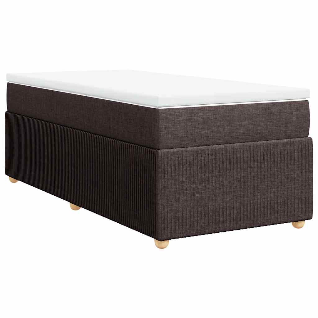 Κρεβάτι Boxspring με Στρώμα Σκούρο Καφέ 100x200 εκ. Υφασμάτινο - Pakobazaar