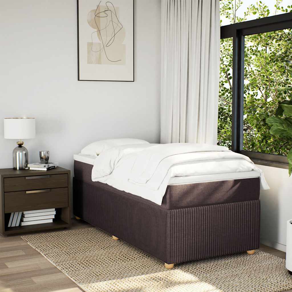 Κρεβάτι Boxspring με Στρώμα Σκούρο Καφέ 100x200 εκ. Υφασμάτινο - Pakobazaar