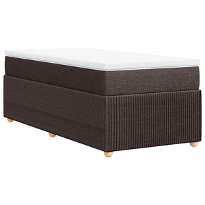 Κρεβάτι Boxspring με Στρώμα Σκούρο Καφέ 100x200 εκ. Υφασμάτινο - Pakobazaar