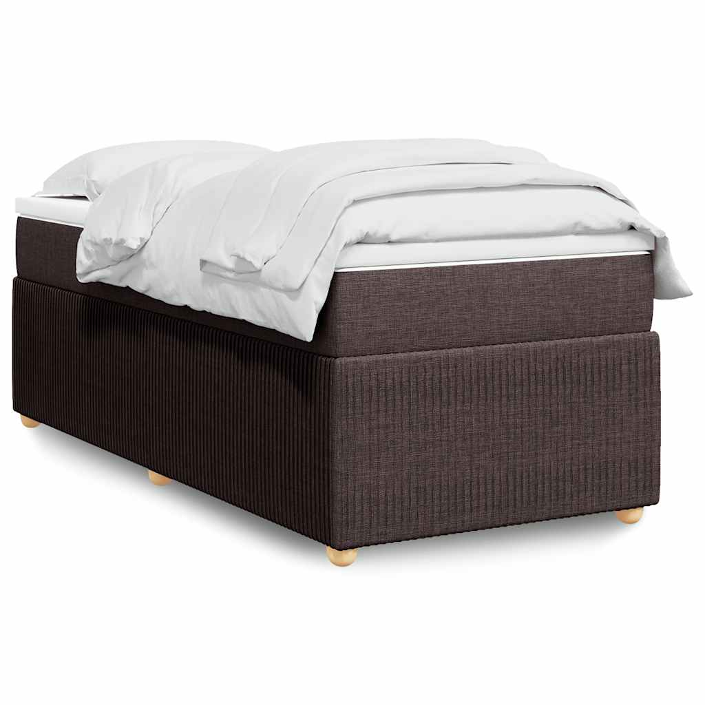 Κρεβάτι Boxspring με Στρώμα Σκούρο Καφέ 100x200 εκ. Υφασμάτινο - Pakobazaar