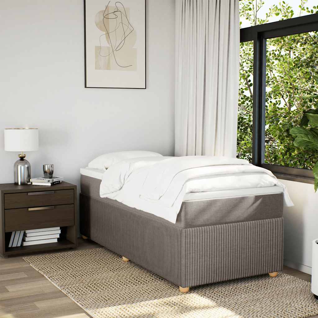Κρεβάτι Boxspring με Στρώμα Taupe 100 x 200 εκ. Υφασμάτινο